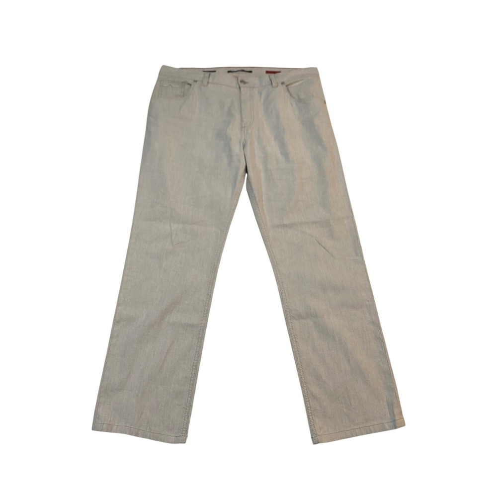 Alberto Modern Fit Stone Linen Stretch Pants Mens 38x32 Beige Tan 5007 1331-135